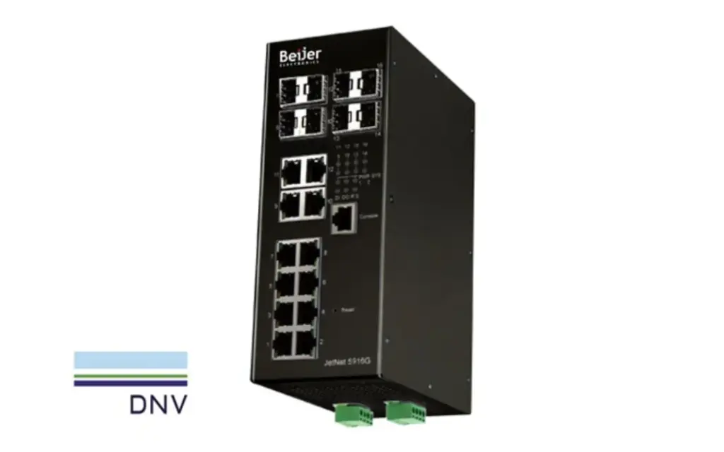 Beijer JetNet 5916G‑4C4F – DNV‑certified 16‑port managed Gigabit marine switch
